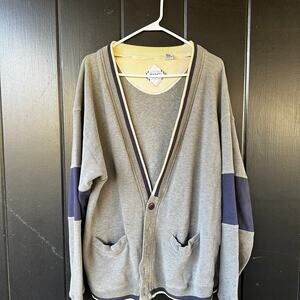 Vintage London Fog FOG Colorblock Grandpa Cardigan Sweater L